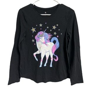 So Favorite Graphic Tee Girls Unicorn Shirt Size XL (14-16)Black Long sleeve